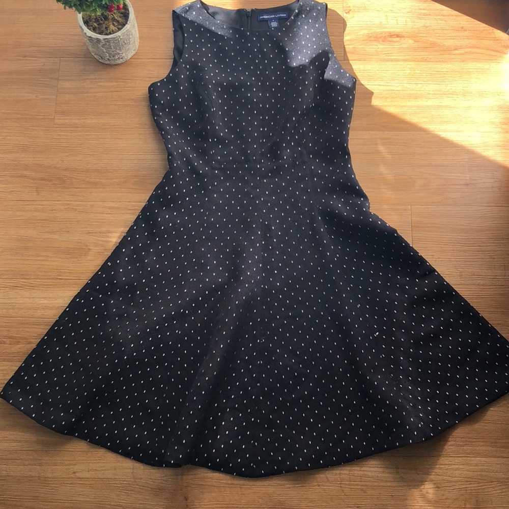 AMERICAN LIVING || Black Polka Dot Dress